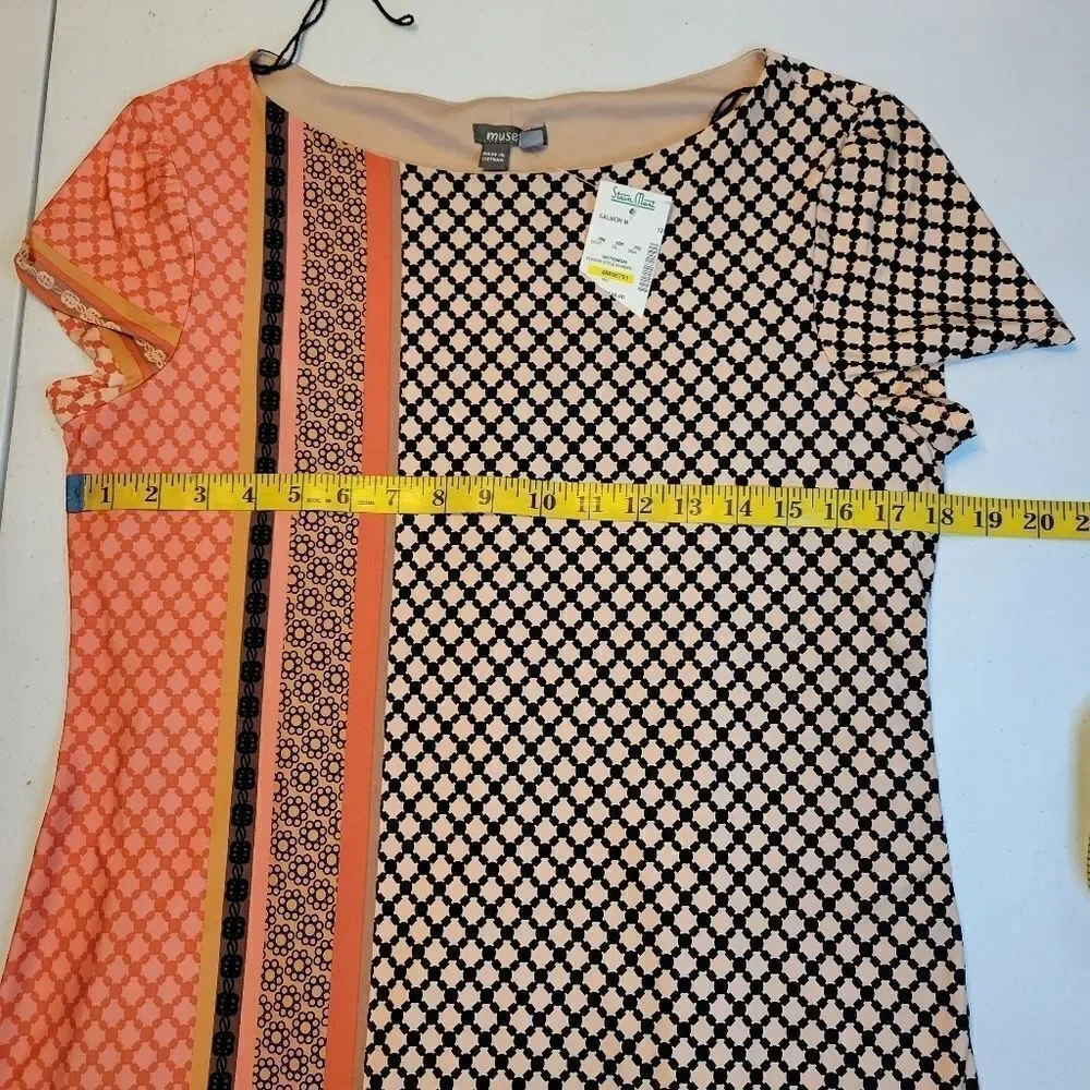 Musette Orange Design Allover Print Midi Dress NEW Women's Size 12